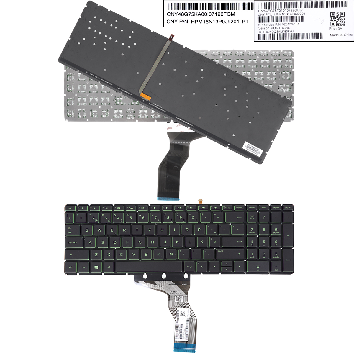 Picture of New Replacement Laptop Keyboard For HP Pavilion 15-BS BLACK ( Backlit green side WIN8) PO Layout